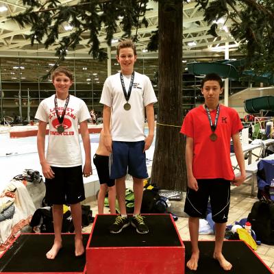 Michael Schmidt After winning 200 Breast (12-13 Boys)